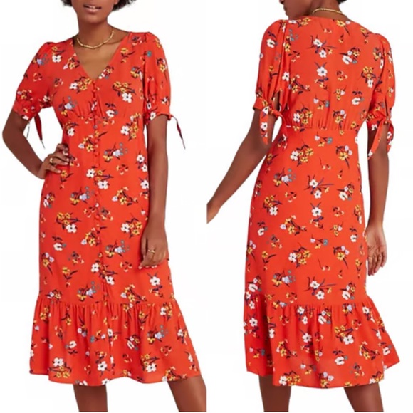 Maeve Eudora Floral Midi Dress by Anthropologie